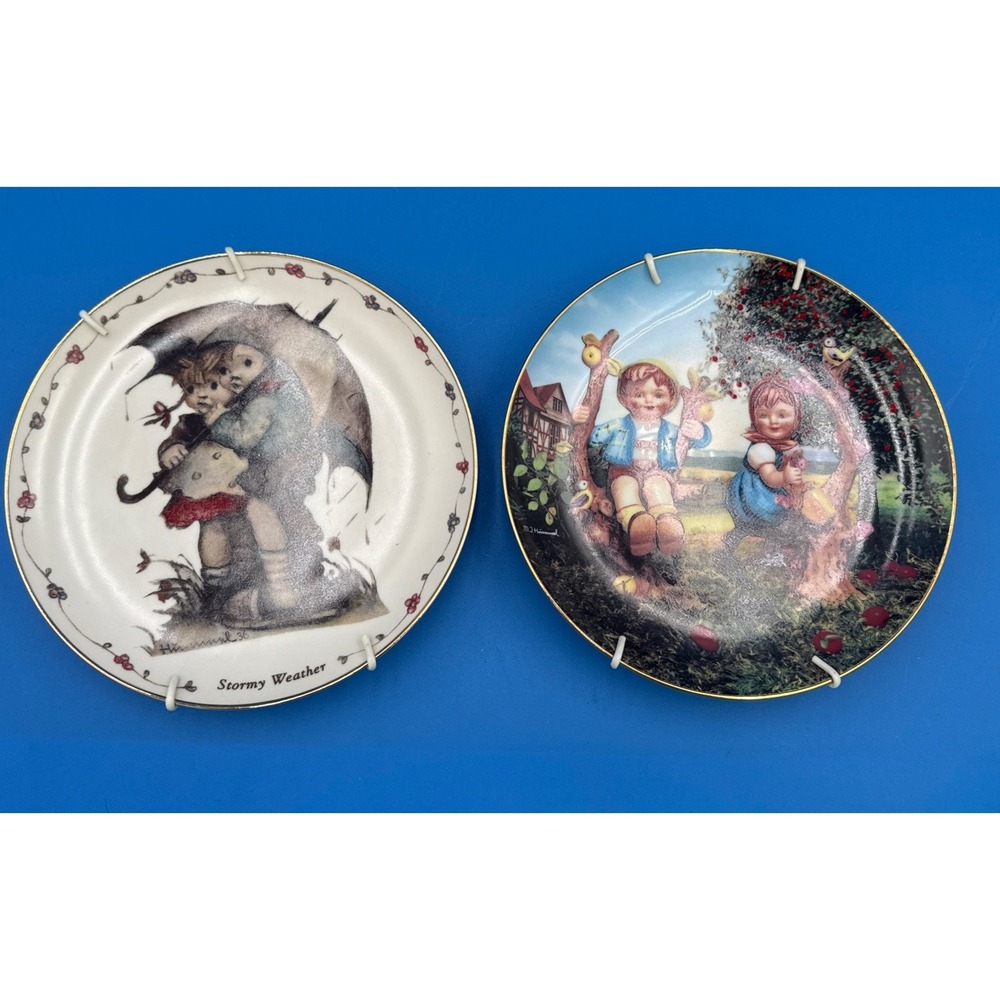 Vintage M.J. Hummel Goebel Collector Plates Lot 2 Cottagecore Boy Girl